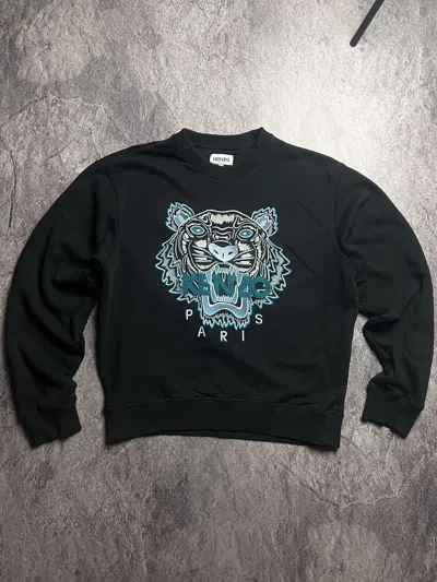 Pre-owned Kenzo Paris Big Logo Designer Luxury Italian Sweatshirt In Black