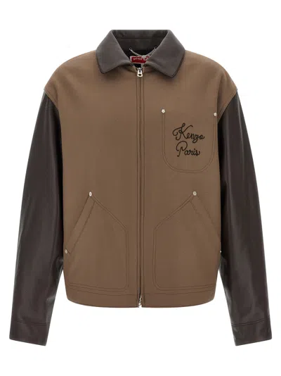 KENZO KENZO PARIS CHAINSTITCH PUFFER JACKETS BROWN