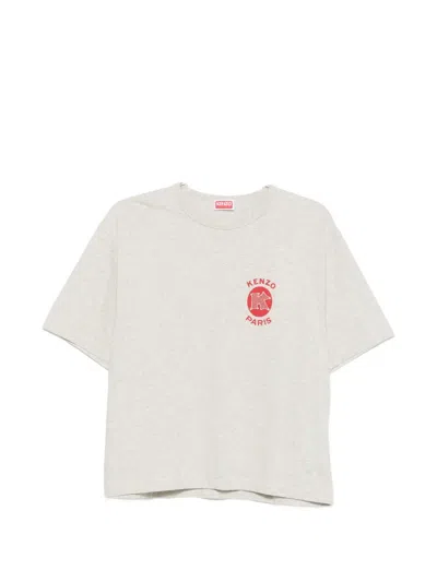 Kenzo Paris Emblem Logo-print T-shirt In Gray