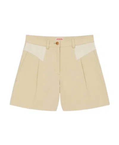 Kenzo Paris High Waist Shorts In Nude