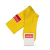 Kenzo Paris Logo Two-tone Socks In Yellow