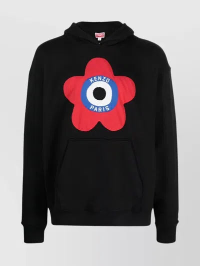 Kenzo Flower Hooded Sweatshirt In 99j Black