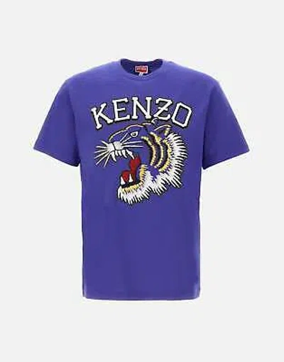 Pre-owned Kenzo Paris Tiger Varsity Cotton T-shirt In Blue Purple 100% Original