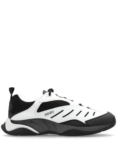 Kenzo Two-tone Fabric And Synthetic Leather X-trainer Sneakers In White