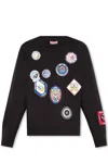 Kenzo Patch Detailed Crewneck Sweatshirt In Nero/fantasia