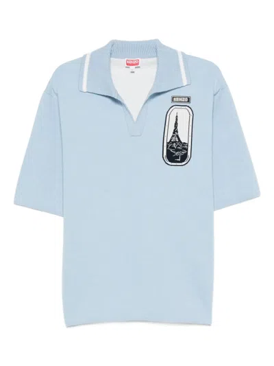 Kenzo Patch Polo Shirt In Blue