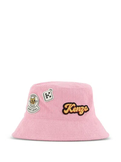 Kenzo Kids' Patch-detail Corduroy Bucket Hat In White