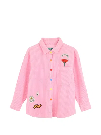 Kenzo Kids' Patch-detail Corduroy Shirt In Pink