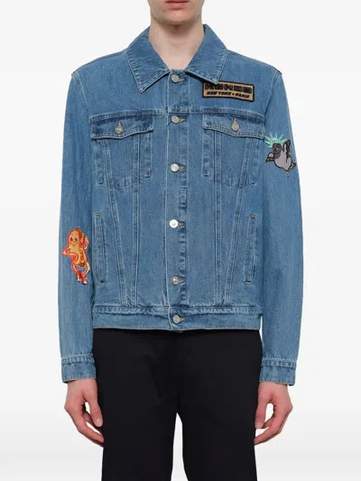 Kenzo Patch-detail Denim Jacket In Blue