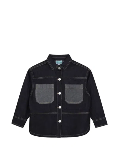 Kenzo Kids' Patch-pocket Denim Shirt In Blue