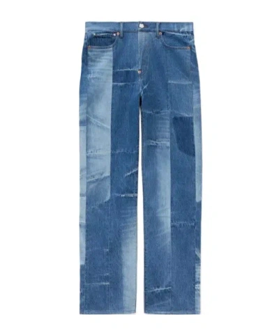Kenzo Patchwork Straight Fit Jeans In Japanese Denim In Blue