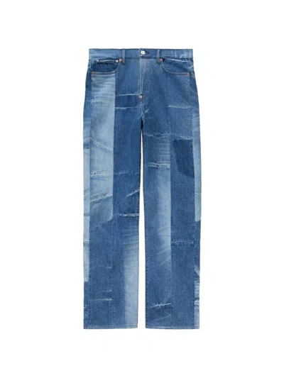 Kenzo Patchwork Straight Fit Jeans In Japanese Denim In Blue