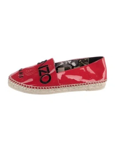 Pre-owned Kenzo Patent Leather Graphic Print Espadrilles In Red