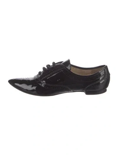 Pre-owned Kenzo Patent Leather Lasercut Accents Oxfords In Black
