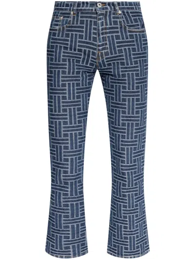 Kenzo Women's Pattern Jacquard Flared Jeans In Blue