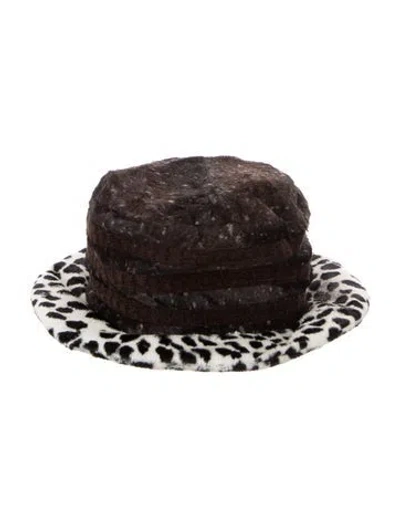 Pre-owned Kenzo Pattern Print Cotton Blend Fedora Hat In Brown