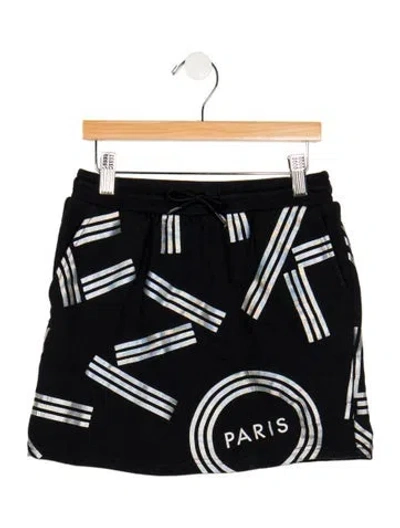 Pre-owned Kenzo Kids' Pattern Print Knit Skirt In Black/silver
