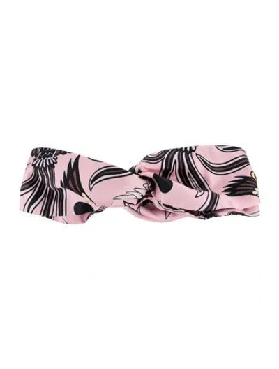 Pre-owned Kenzo Pattern Print Silk Headband In Pink