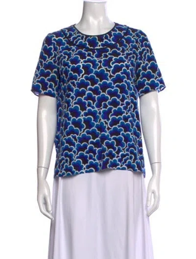 Pre-owned Kenzo Patterned Crew Neck Top In Blue