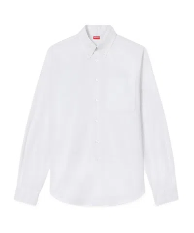 Kenzo Patterned-jacquard Cotton Shirt In White