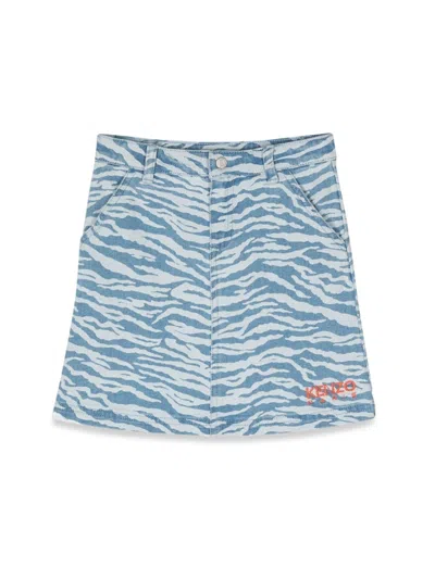 Kenzo Patterned Mini Skirt For Girls In Baby Blue