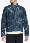 Kenzo Leaf Print Blazer Featuring Multiple Pockets In Navy