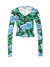 Kenzo Peonies Print V-neck Top In Multicolour