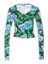 Kenzo Peonies Print V-neck Top In Multicolour