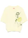 Kenzo Crew Neck Floral Embroidery Top In Yellow