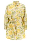 Kenzo 'sleeve Kimono Peonies' Dress In Multicolor