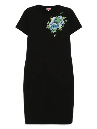 Kenzo Long T-shirt Dress In Black
