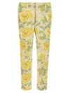 Kenzo Floral Pattern Cropped Length Pants In Yellow