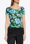 Kenzo Peonies Print Short-sleeved Top In Multicolor