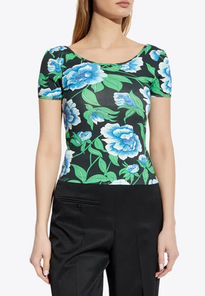 KENZO PEONIES PRINT SHORT-SLEEVED TOP