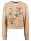 Kenzo Peonies Crew Neck Floral Print Sweatshirt In Orange