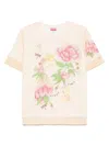 Kenzo Peonies T-shirt In Neutrals