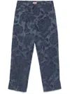 Kenzo Peonies Trousers In Blue
