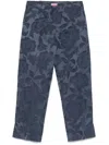 Kenzo Peonies Trousers In Blue