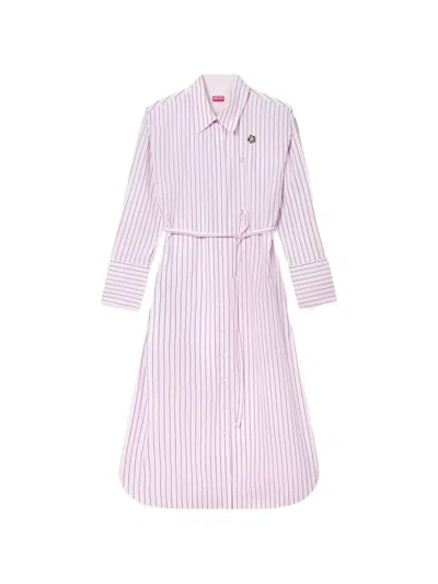 Kenzo Pin Striped Shirt Midi Dress In Purple