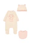 Kenzo Pink Babygrow Set For Baby Girl With Elephant In Neutral