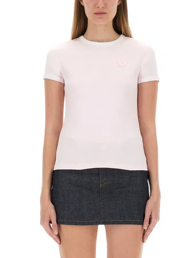 Kenzo Pink Cotton Blend T-shirts In White