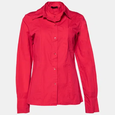 Pre-owned Kenzo Pink Cotton Floral Detail Shirt M