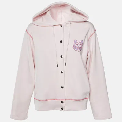Pre-owned Kenzo Pink Cotton Tiger Print Cotton Button Front Hoodie M