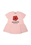 Kenzo Pink Dress For Baby Girl Wih Boke Flower In Pink