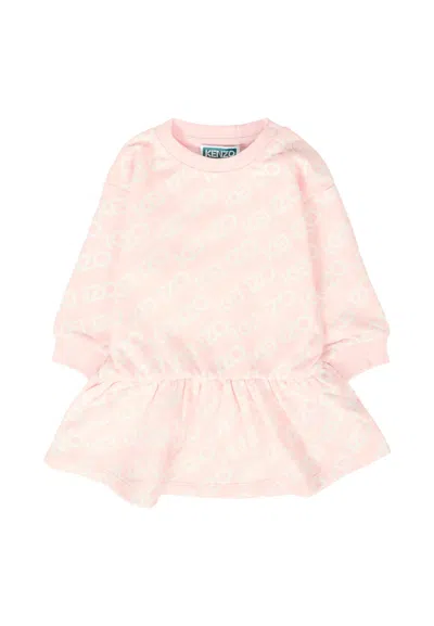 Kenzo Pink Dress For Baby Girl With Logo