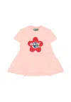 Kenzo Pink Dress For Baby Girl With Poppy In Pink