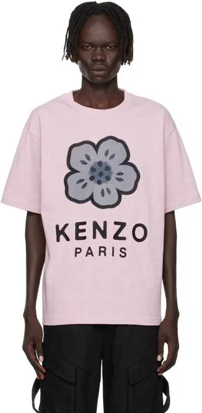 KENZO PINK KENZO PARIS 'BOKE FLOWER' EMBROIDERED OVERSIZED T-SHIRT