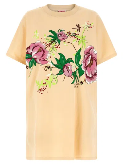 KENZO PINK PEONIES KIMONO DRESS