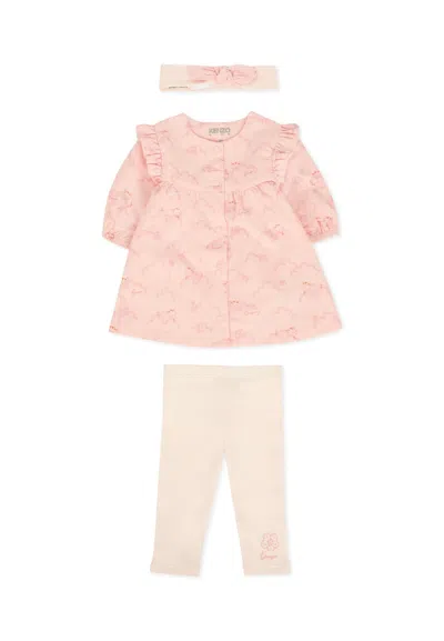 Kenzo Pink Suit For Baby Girl With Tiger