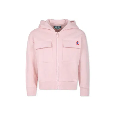 Kenzo Kids' Pink Sweatshirt For Girl With K Flower